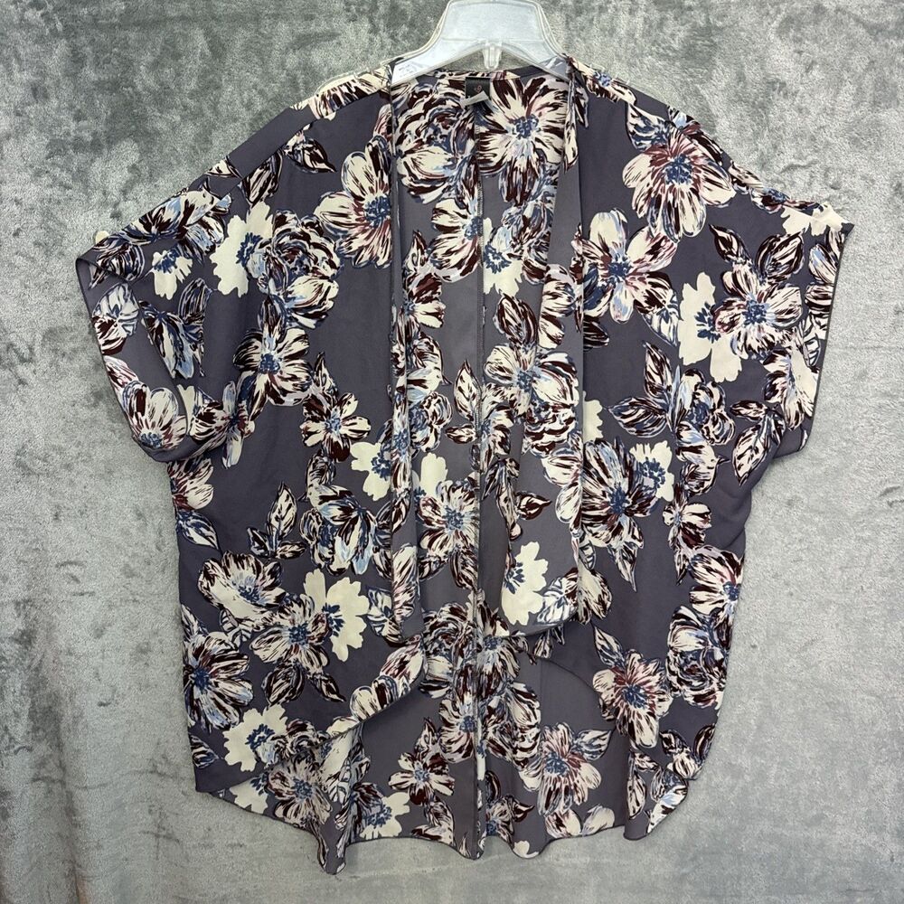 I Joah Kimono Lg tunic gray purple blue Made USA lightweight